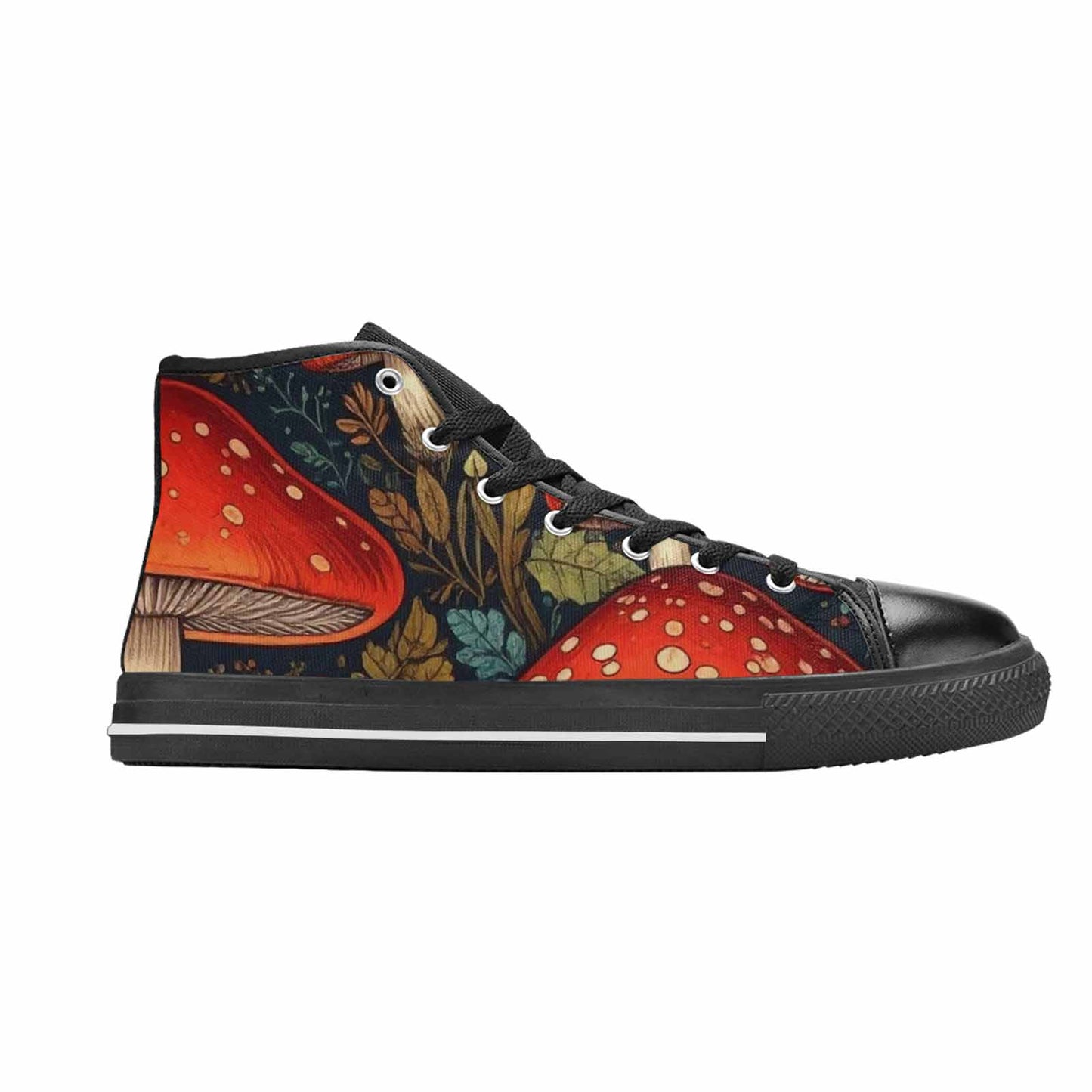WOMEN'S Mushroom High Top Canvas Wallpaper Art Custom Shoes