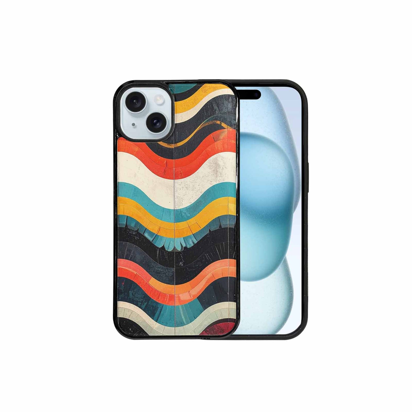 iPhone 15 Plus Case — Retro Wave Scallop Stripe Small Fpz, Custom Designed Case Cover