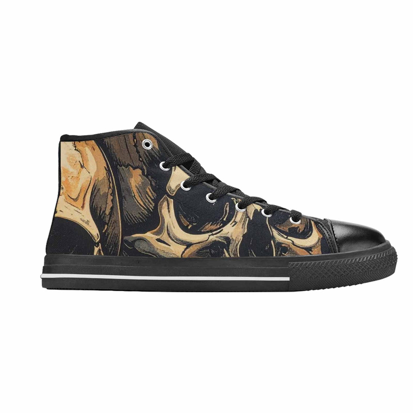 MEN'S Skulls Roses Bold Pen Ink High Top Canvas Dreamcore Sneakers