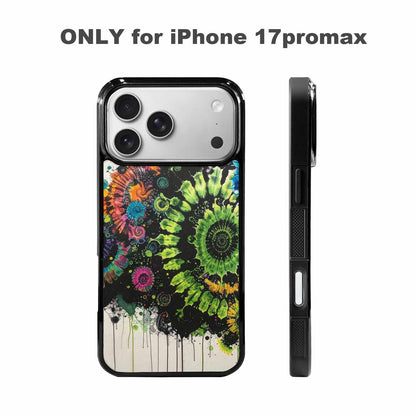 iPhone 17 Pro Max Case — Black &amp; Green Ink Tie Dye, Custom Printed Phone Case