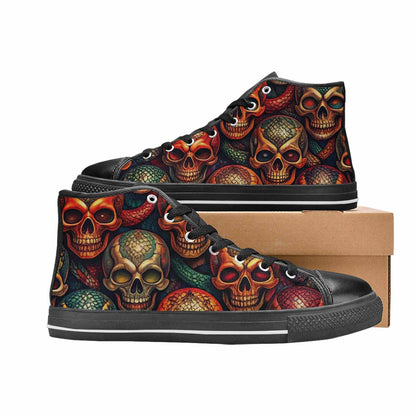 MEN'S Snake Skulls Print High Top Canvas Vivid Custom Shoes