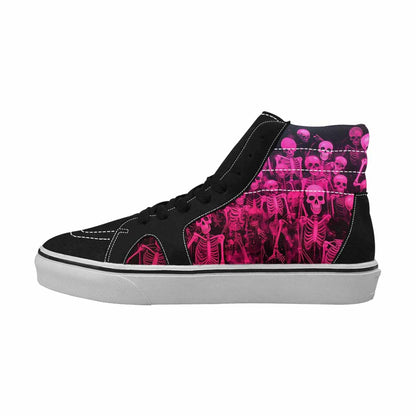 MEN'S Skeletons  Neon Pink High Top Canvas Kaleidoscope Custom Sneakers