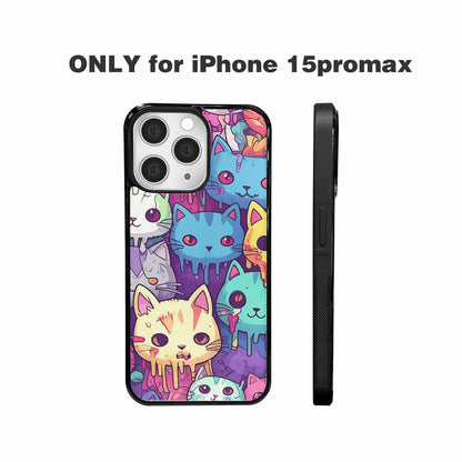 iPhone 15 Pro Max Case — Pastel Gore Cat Character Pattern Hundreds, Customized Protective Case
