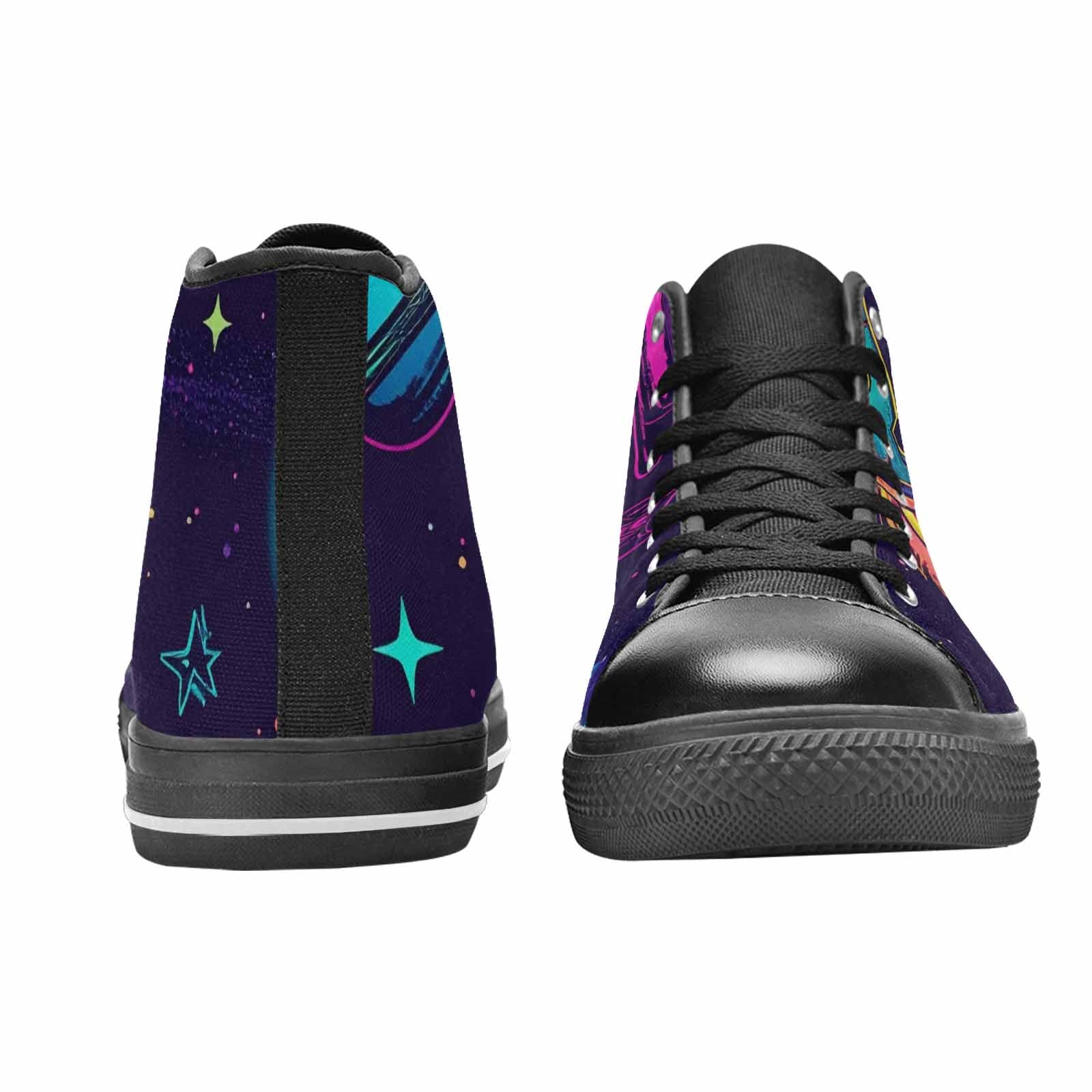 MEN'S Space Galaxy Astronaut High Top Canvas Neon Fantasy Custom Sneakers