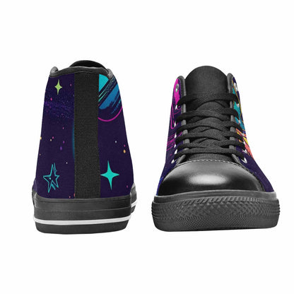 MEN'S Space Galaxy Astronaut High Top Canvas Neon Fantasy Custom Sneakers