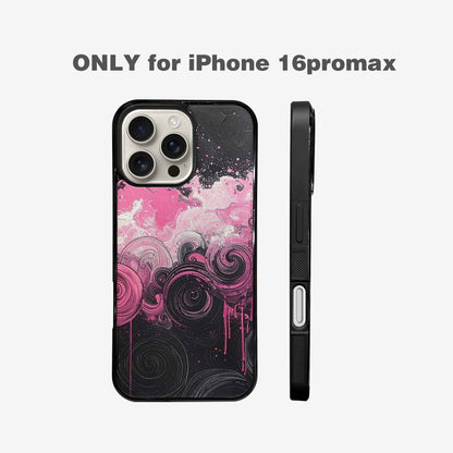 iPhone 16 Pro Max Case — Van Gogh Swirl Black Pink Ink, Custom Made Phone Cover