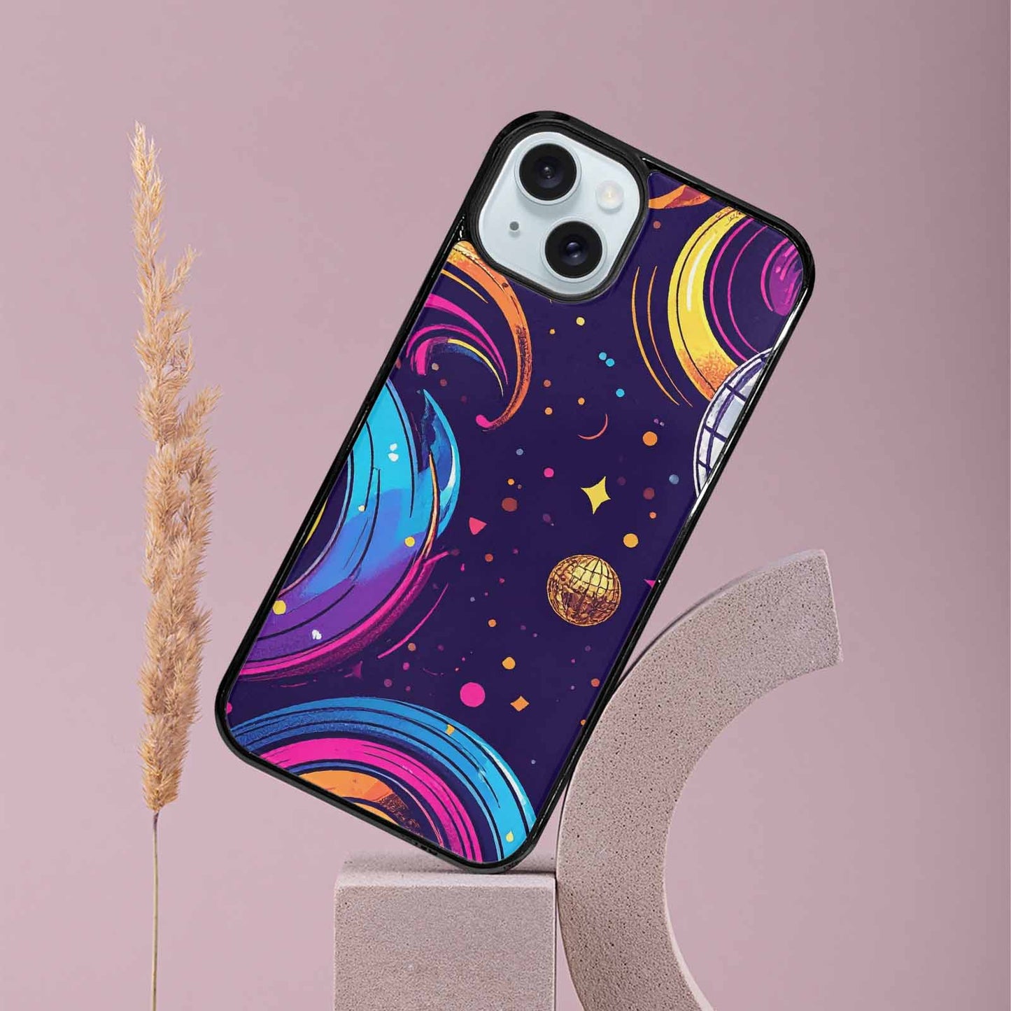 iPhone 15 Plus Case — 1970s Disco Cartoon Art Pattern, Custom Art Phone Cover
