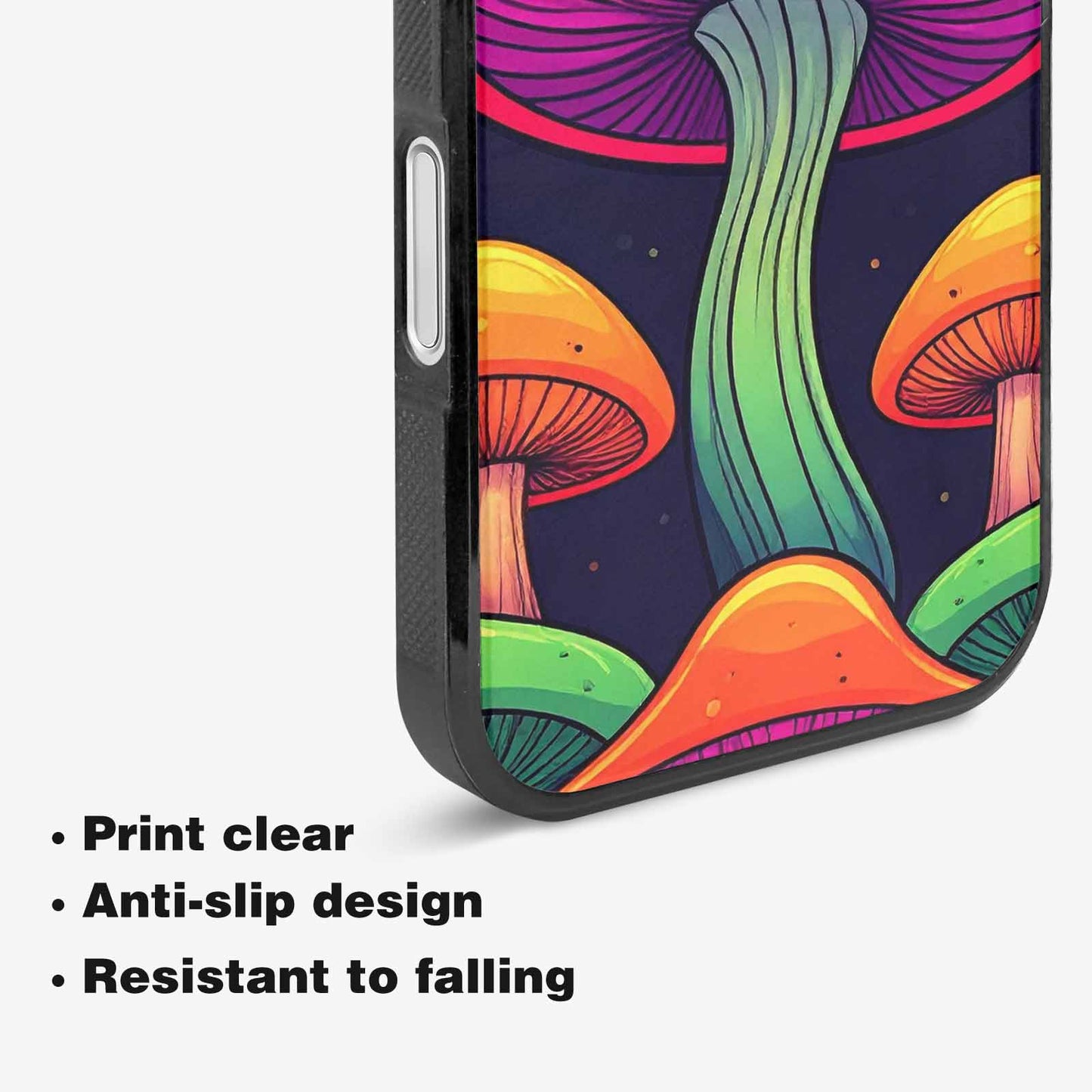 iPhone 16 Plus Case — Psychedelic Mushroom Cartoon Pattern, Customized Protective Case