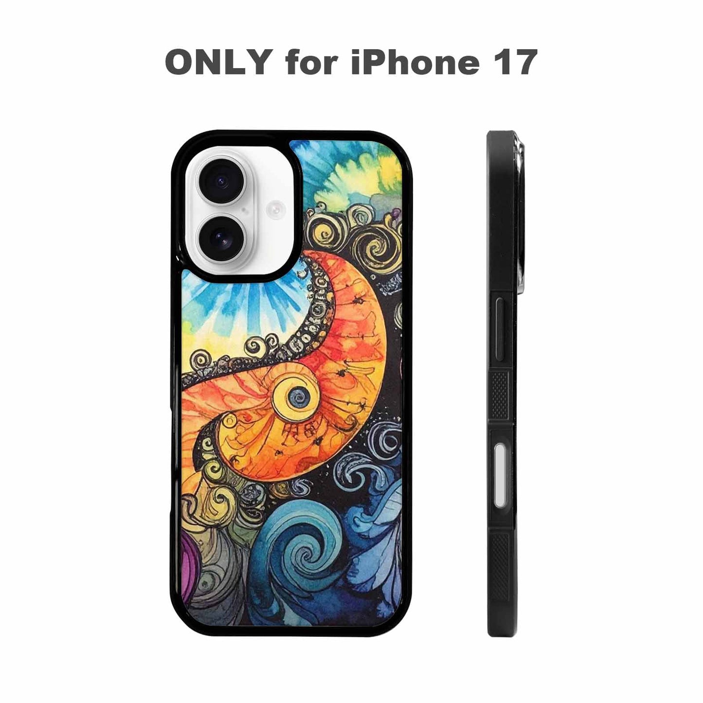 iPhone 17 Case — Tie Dye Swirls (black Tie Dye, Custom Print Case Cover