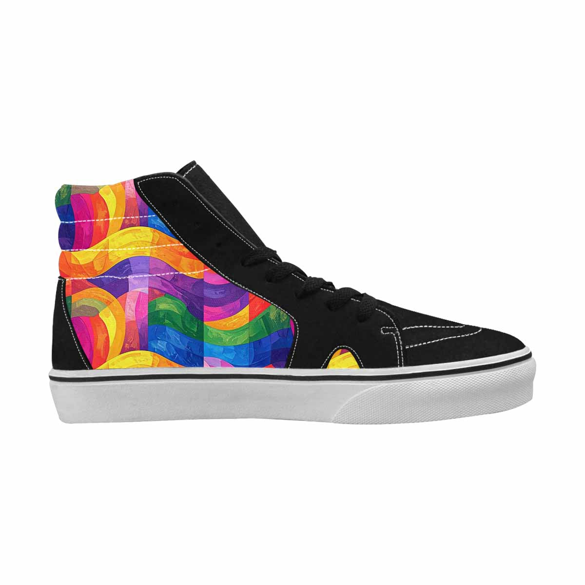 WOMEN'S Rainbow Pride Flag High Top Canvas Vibrant Chaos Sneakers