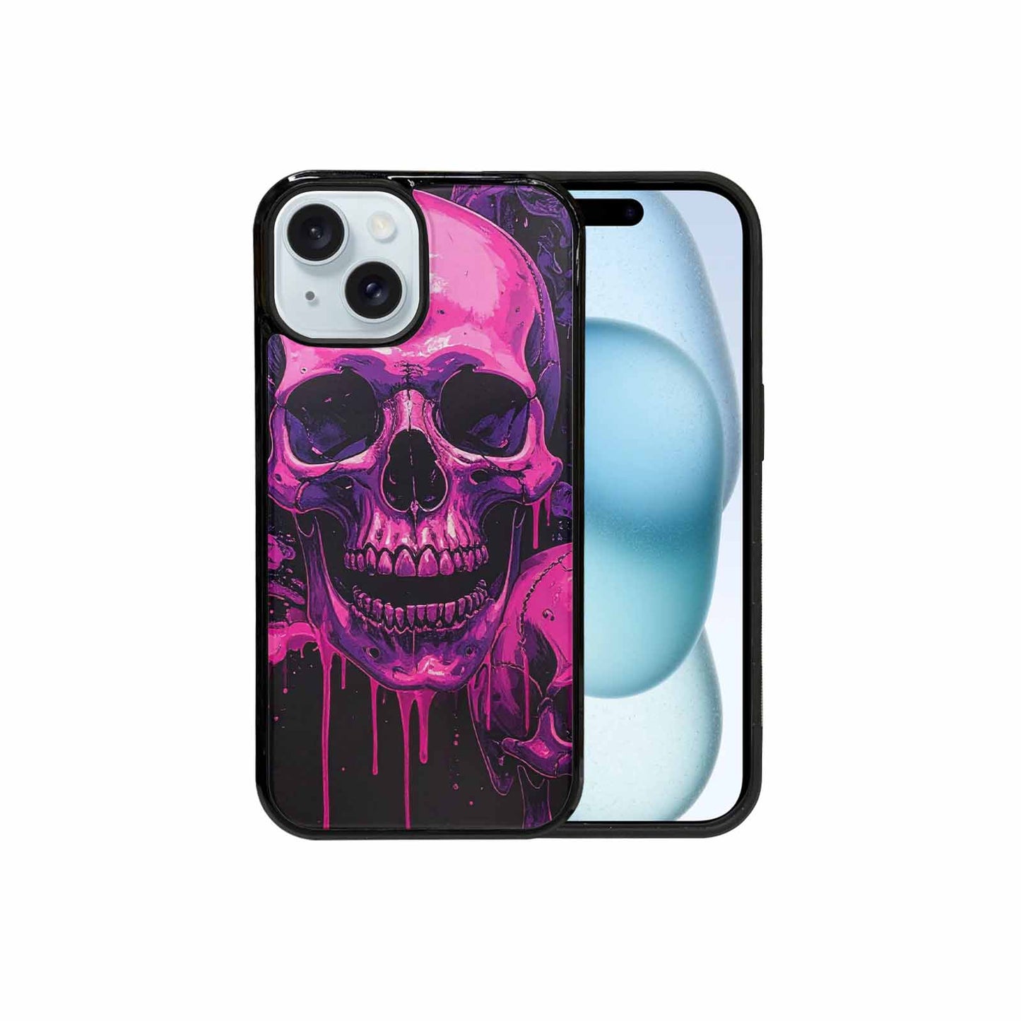 iPhone 15 Case — Pink Purple Skeletons Neon Drip Melting, Unique Phone Case Design