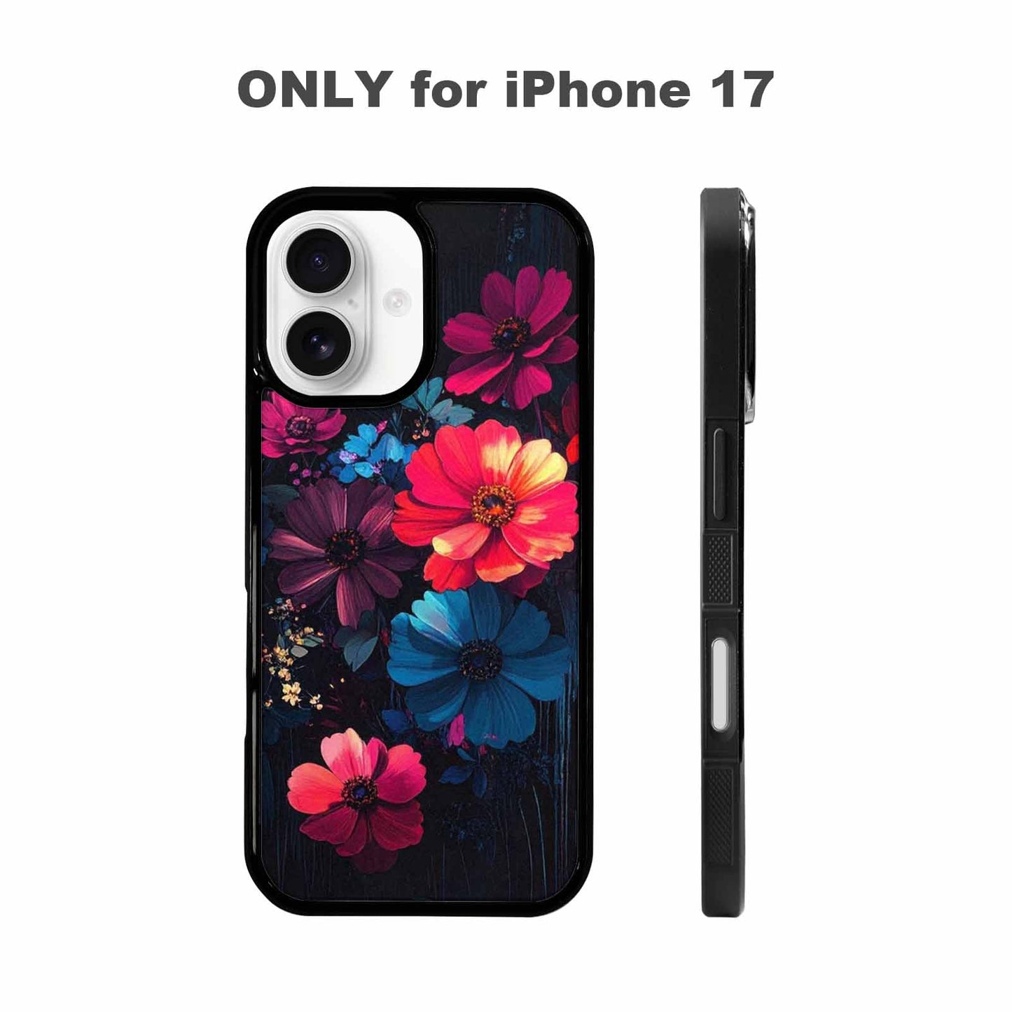 iPhone 17 Case — Shadowy Glitch Floral Pattern Floral, Custom Phone Case