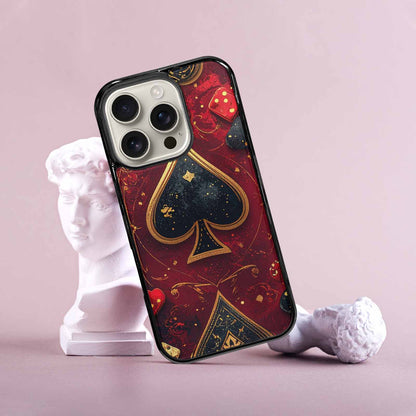 iPhone 16 Pro Case — Playing Card Suits Pattern Poker Chips, Personalized Phone Case