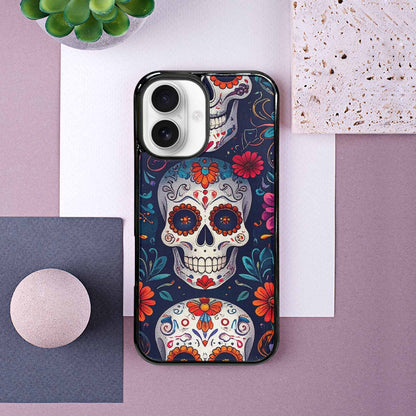 iPhone 16 Case — Day Dead Sugar Skull Art 100s, Custom Art Phone Cover