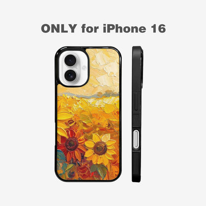 iPhone 16 Case — Impressionist Sunflower Brushstroke Pattern Hundreds Of, Customized Protective Case