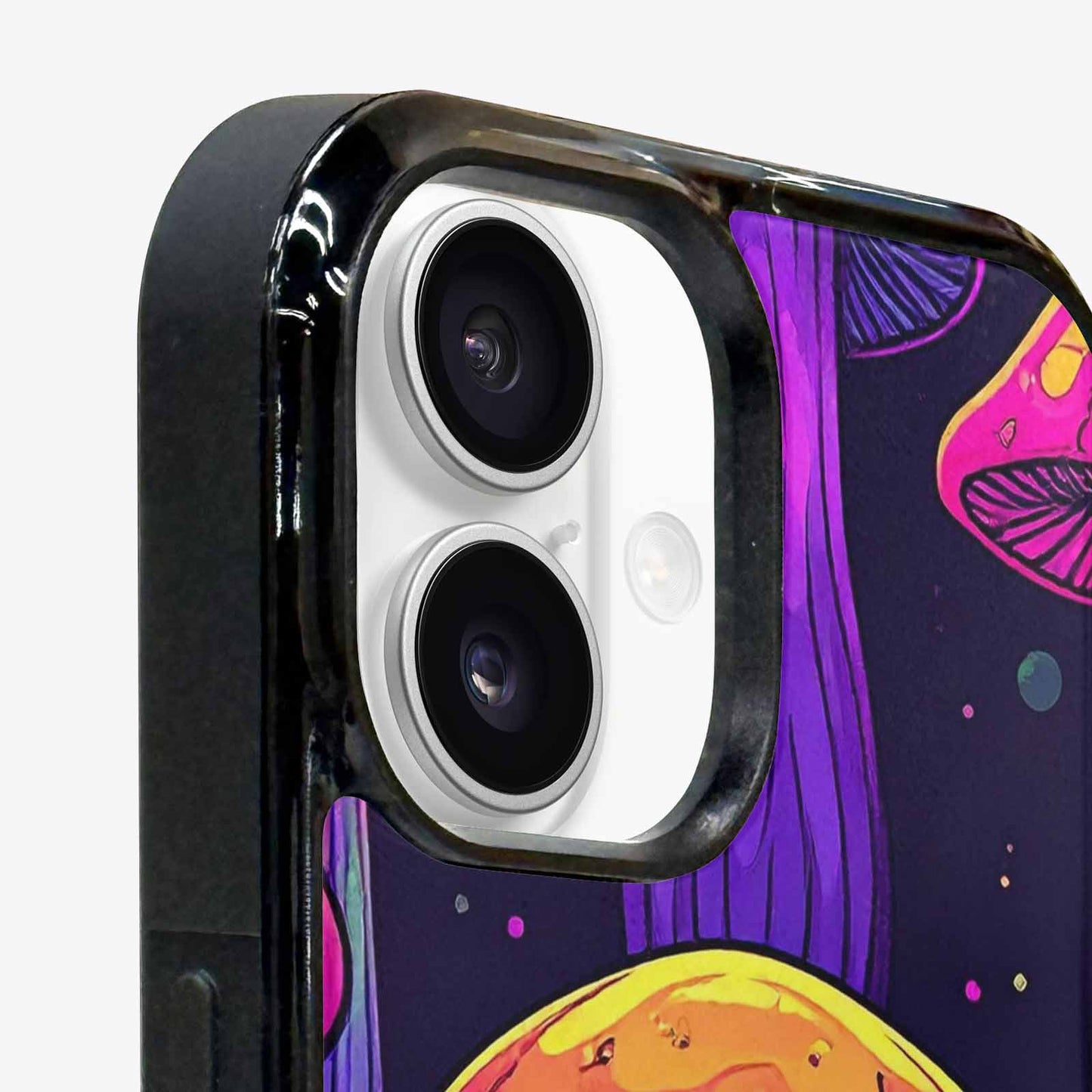 iPhone 16 Case — Psychedelic Mushroom Cartoon Pattern, Custom Art Phone Cover