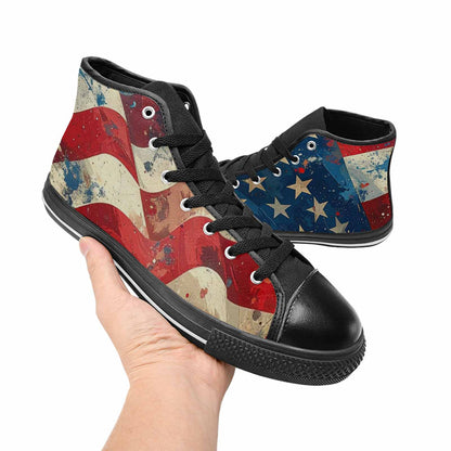 MEN'S American Flag Stars High Top Canvas Grunge Custom Sneakers