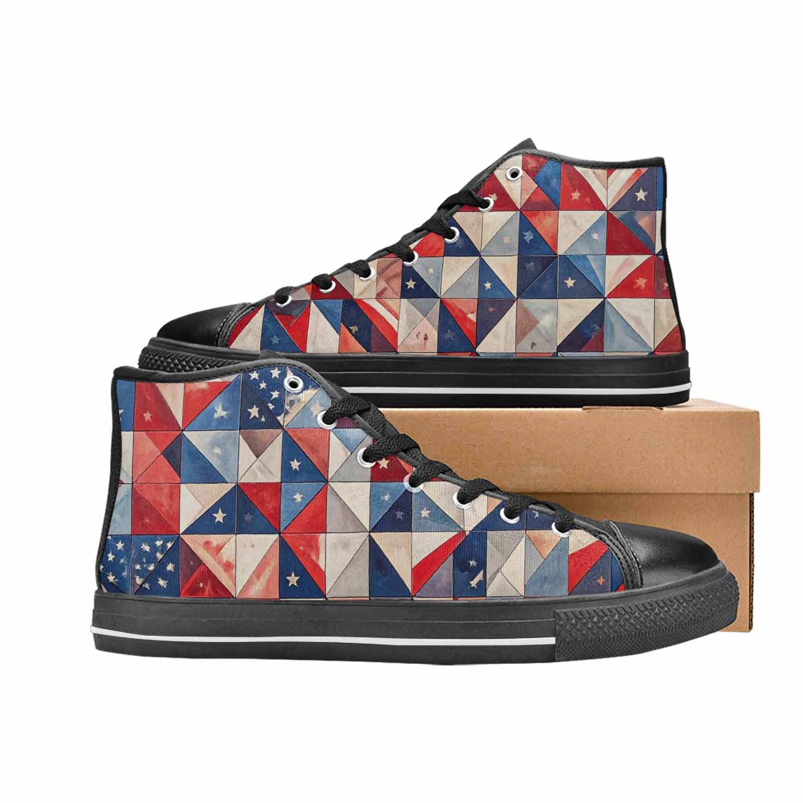 MEN'S American Flag Stars High Top Canvas Grunge Custom Sneakers