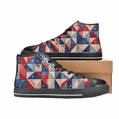 MEN'S American Flag Stars High Top Canvas Grunge Custom Sneakers