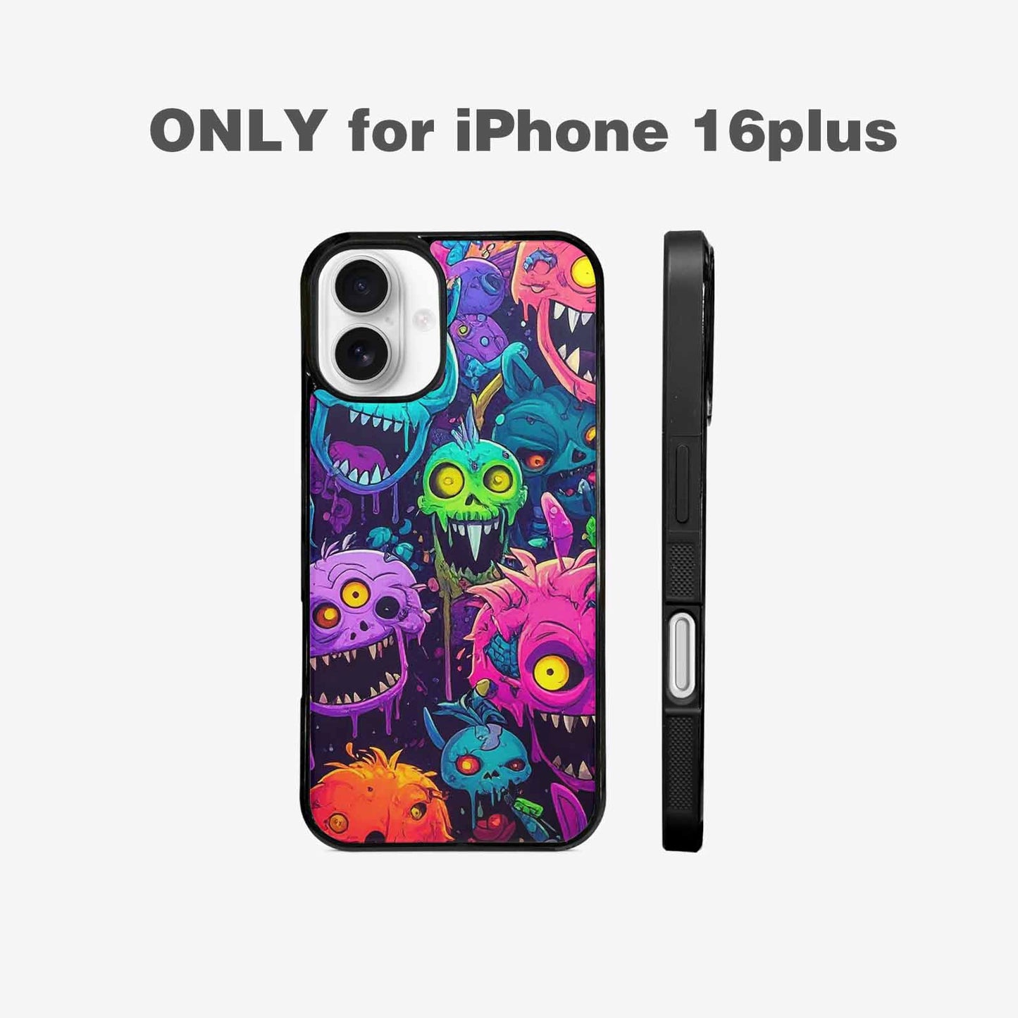 iPhone 16 Plus Case — Mixed Toxic Glow Creature Pattern Hundreds, Custom Print Case Cover