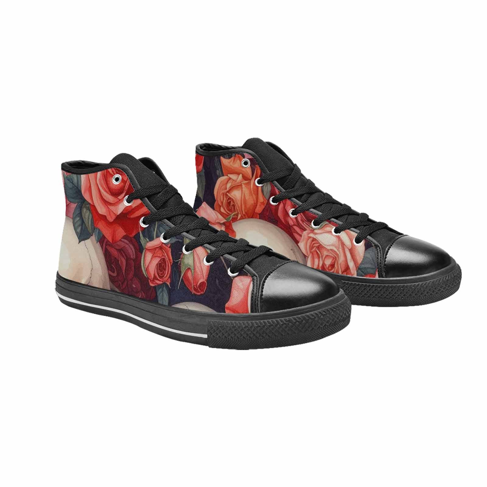 MEN'S Skulls Roses Soft Airbrush High Top Canvas Grunge Sneakers