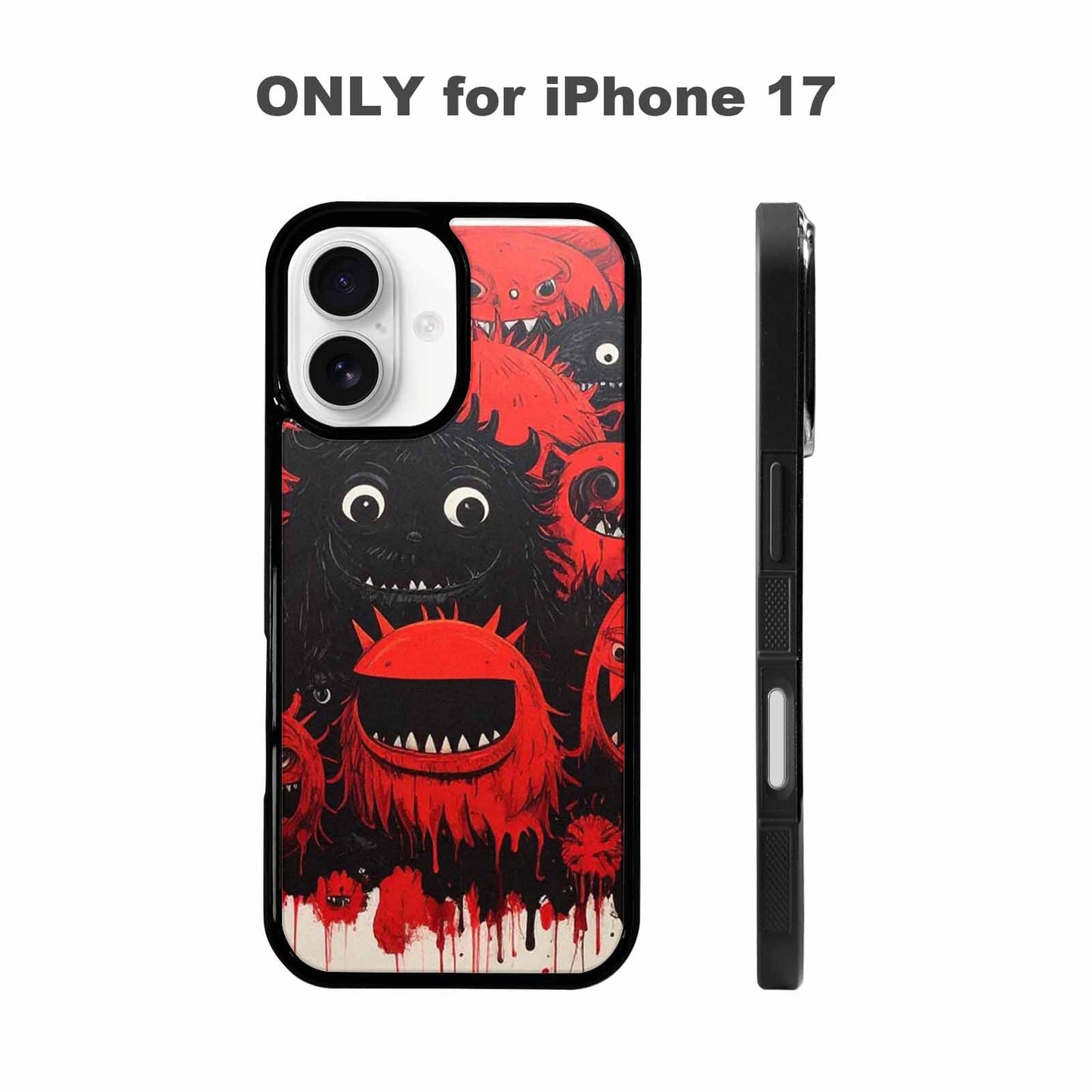 iPhone 17 Case — Black &amp; Red Ink Cartoon Cute, Custom Art Phone Cover