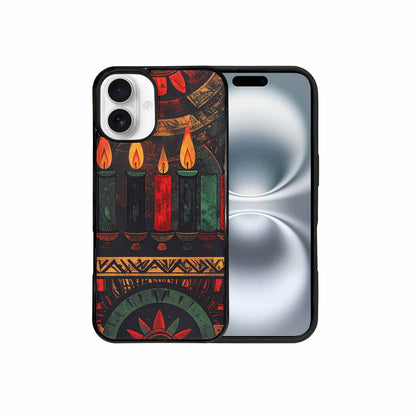 iPhone 16 Plus Case — Kwanzaa Kinara Pattern Seamless Repeat African, Custom Designed Case Cover