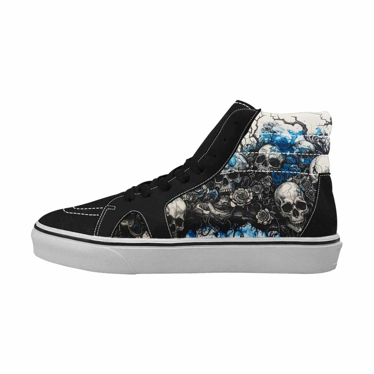 MEN'S Skull Roses High Top Canvas Wallpaper Art Custom Sneakers