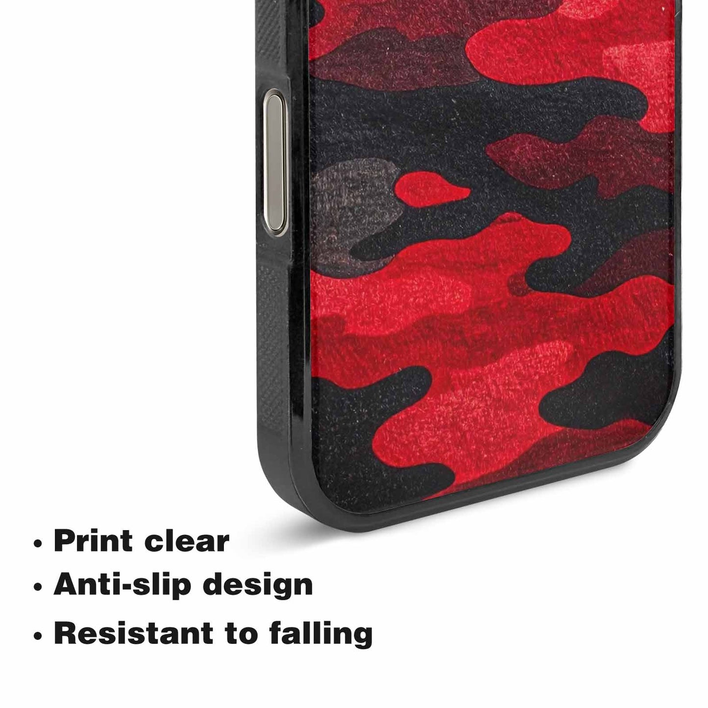 iPhone 16 Pro Case — Tactical Camo Red Black Custom, Custom Printed Phone Case