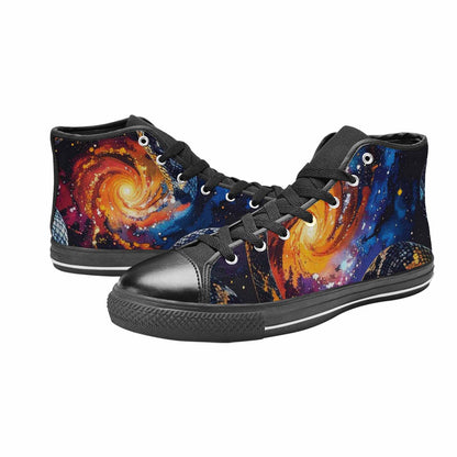 MEN'S Galaxy Snake Print High Top Canvas Dark Academia Custom Sneakers
