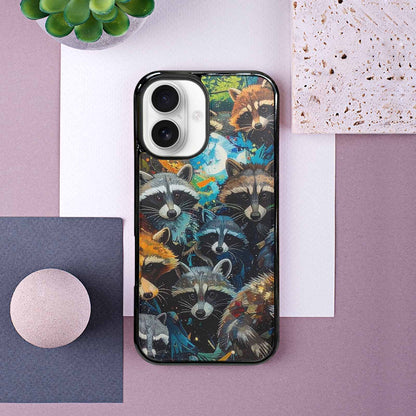 iPhone 16 Case — Raccoon Bandit Raccoon Bandit Pattern Hundreds, Custom Made Phone Cover