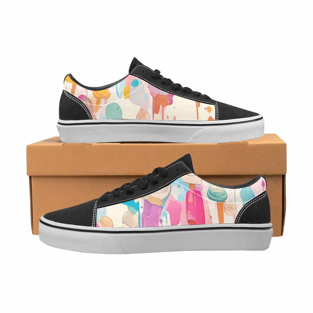 WOMEN'S Ice Cream Motif Ice Lace-Up Canvas Grunge Custom Shoes
