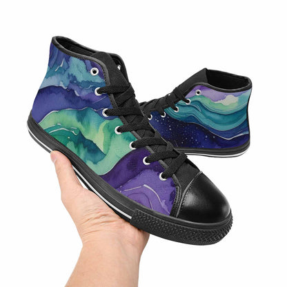 WOMEN'S Galaxy Aurora Nebula High Top Canvas Vivid Custom Shoes