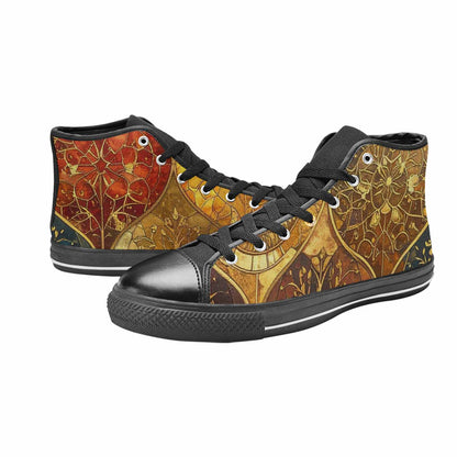 MEN'S Klimt-Style Gold Leaf High Top Canvas Neon Fantasy Custom Sneakers