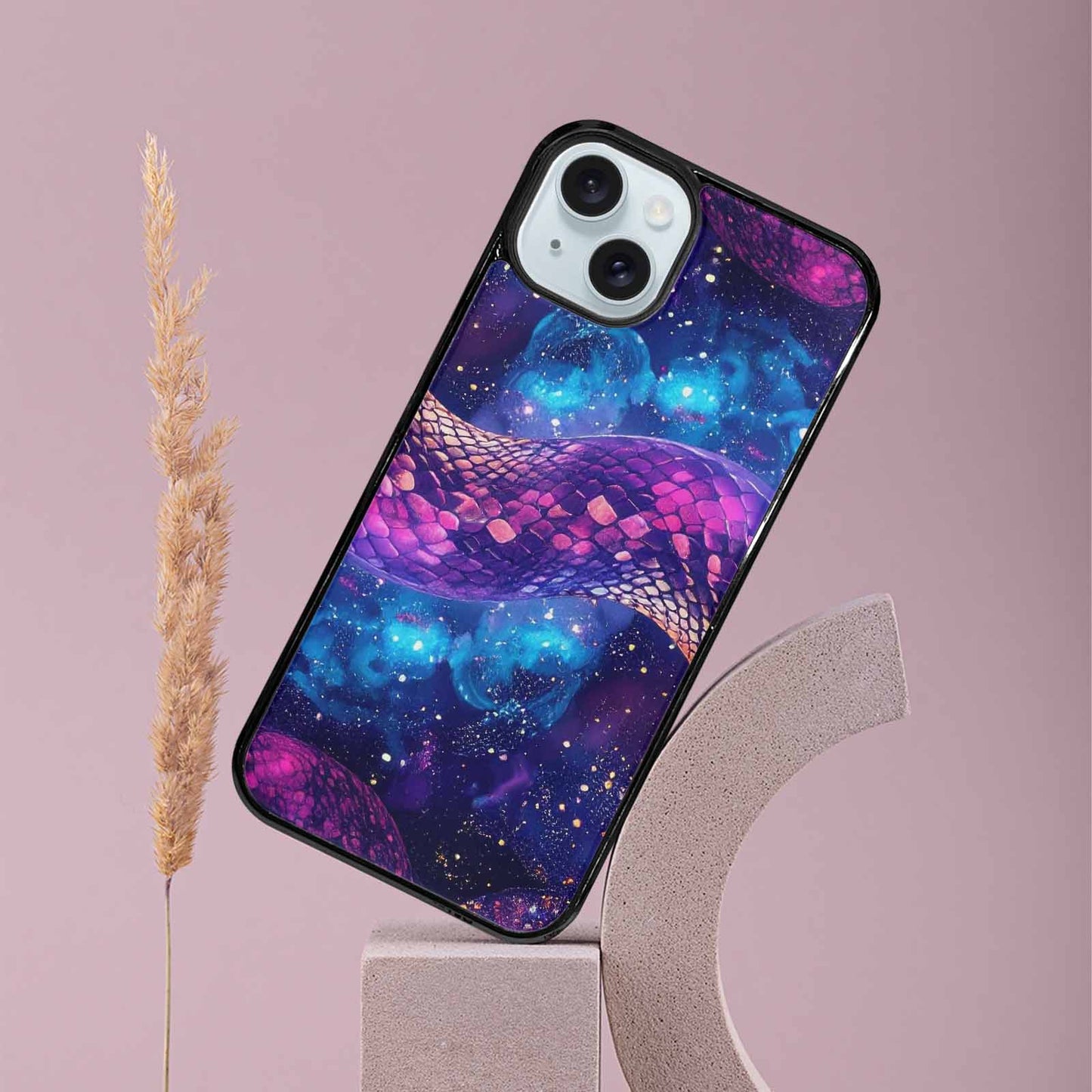 iPhone 15 Plus Case — Galaxy Snake Print, Custom Printed Phone Case
