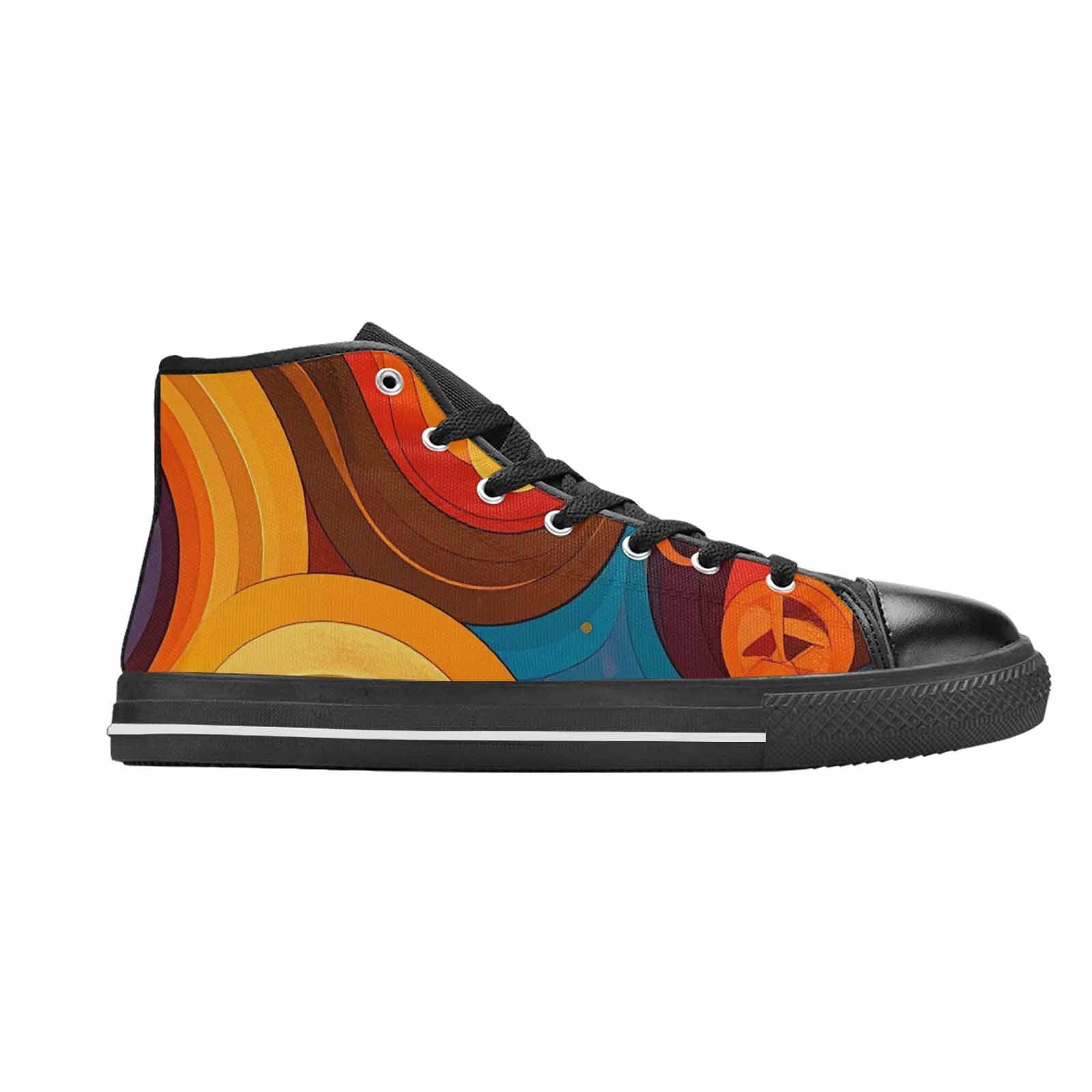 WOMEN'S Groovy 70S Peace High Top Canvas Cottagecore Custom Shoes