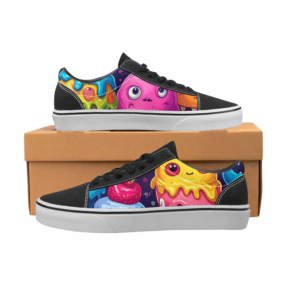 WOMEN'S Melting Ice Cream Monster Lace-Up Canvas Dark Academia Sneakers
