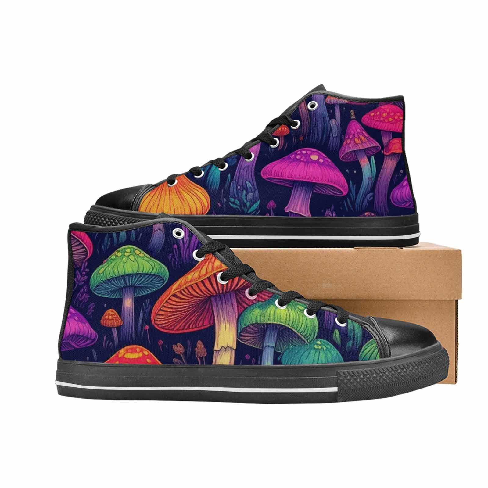 WOMEN'S Psychedelic Mushroom High Top Canvas Aesthetic Custom Shoes