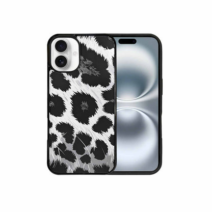 iPhone 16 Plus Case — Leopard Print Black And White Style, Custom Phone Case
