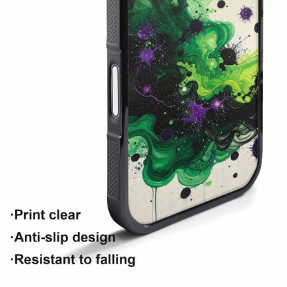 iPhone 17 Pro Max Case — Black &amp; Green Ink Galaxy Space, Custom Designed Case Cover