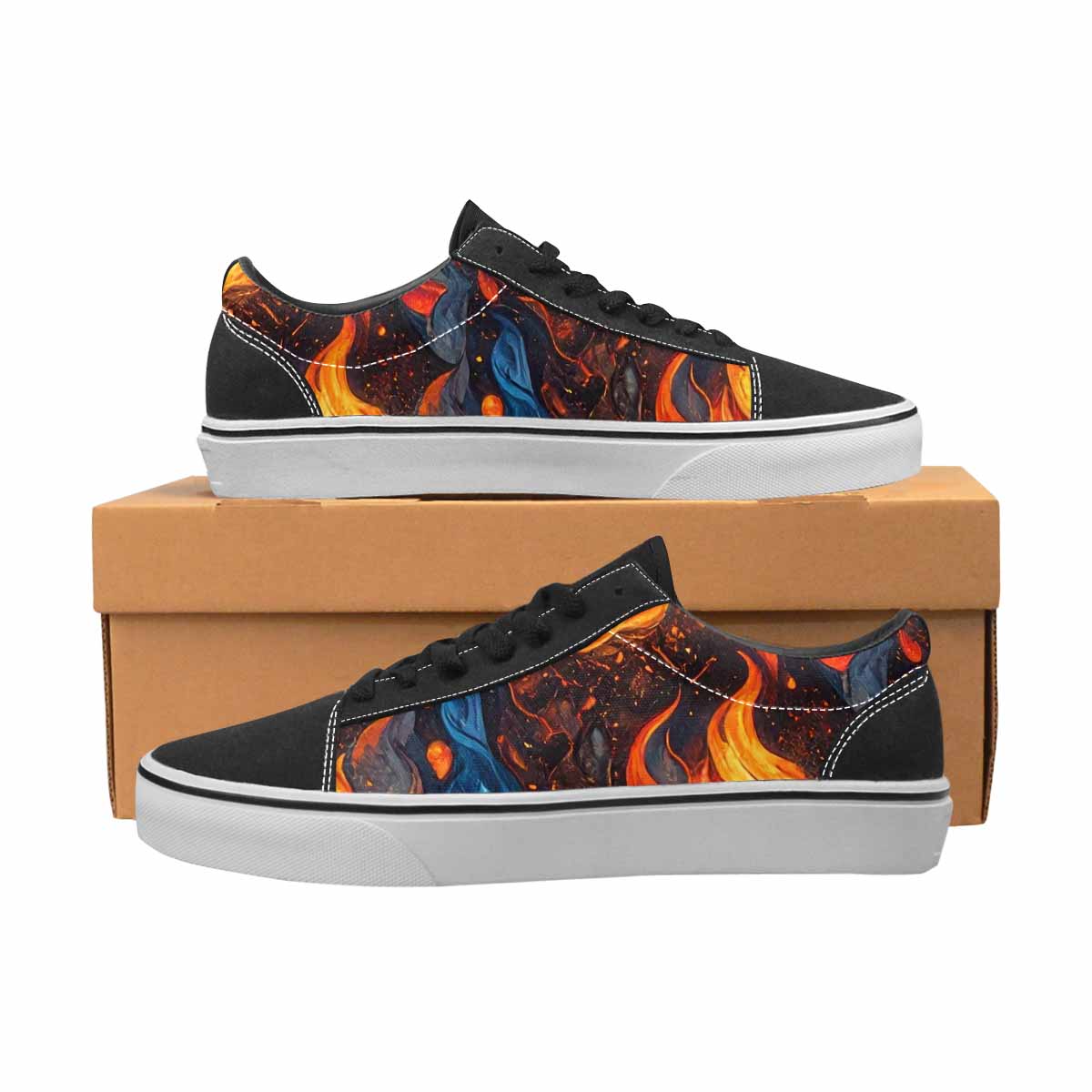 WOMEN'S Fire Flame Canvas Lace-Up Dark Academia Custom Sneakers