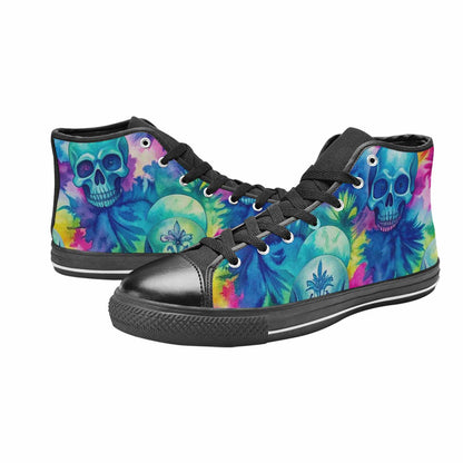 MEN'S Tie Dye Skulls Print High Top Canvas Cottagecore Custom Sneakers