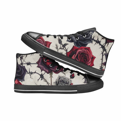 MEN'S Black Gothic Rose High Top Canvas Vibrant Chaos Custom Sneakers