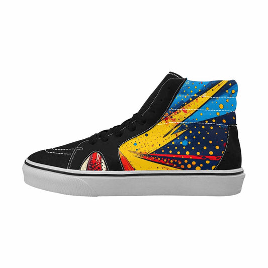 MEN'S Comic Halftone High Top Canvas Neon Fantasy Custom Shoes