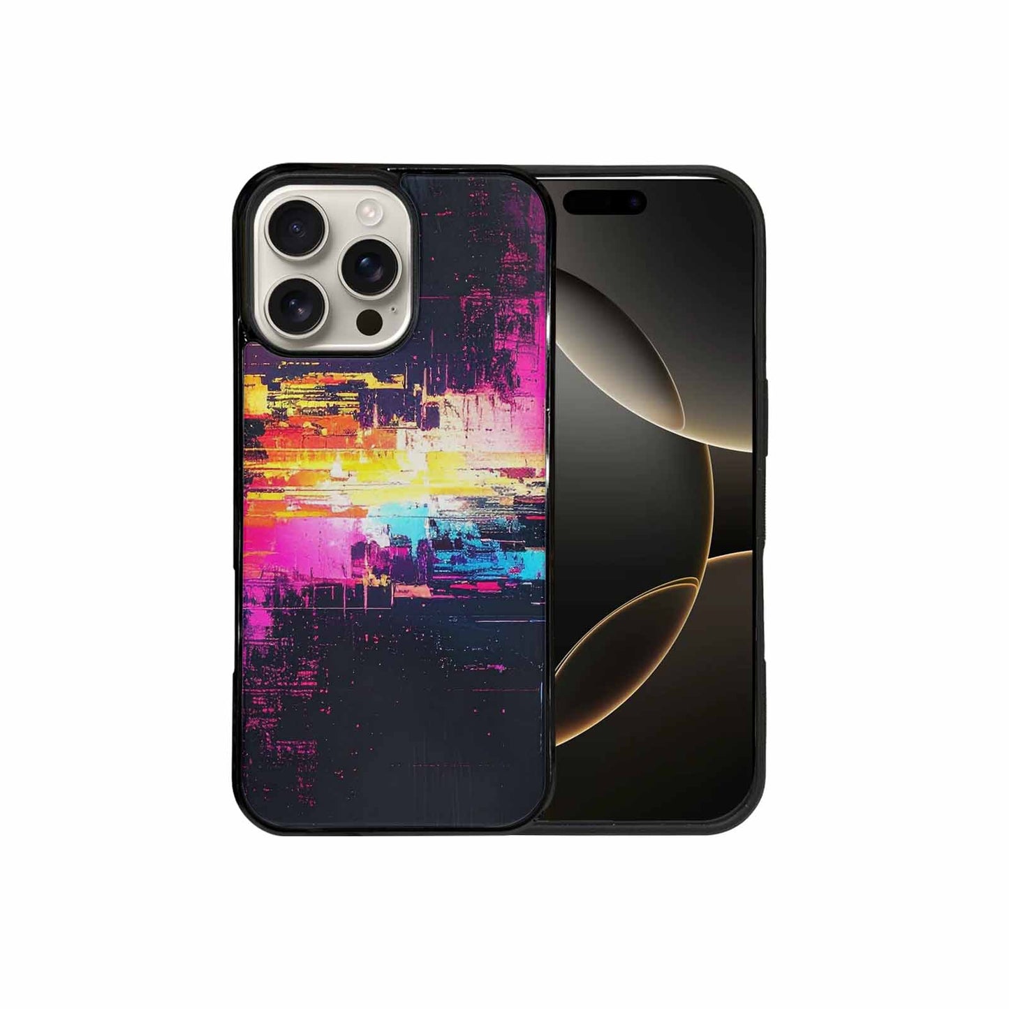 iPhone 16 Pro Max Case — Glitch Dark Art Seamless Pattern Vibrant, Custom Print Case Cover