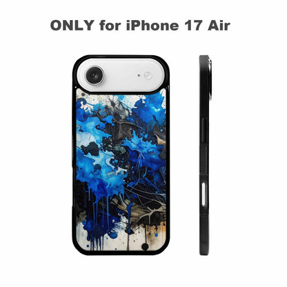 iPhone 17 Air Case — Black Blue Ink Camo Patches Camo, Unique Phone Case Design