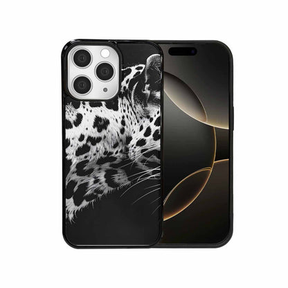 iPhone 15 Pro Max Case — Leopard Print Black And White Style, Custom Print Case Cover