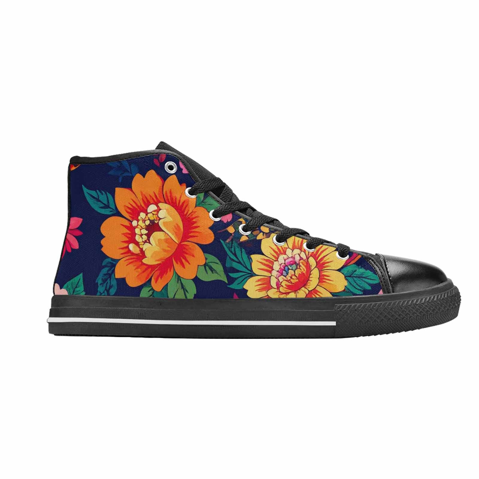 MEN'S Floral Snake Print High Top Canvas Surreal Sneakers