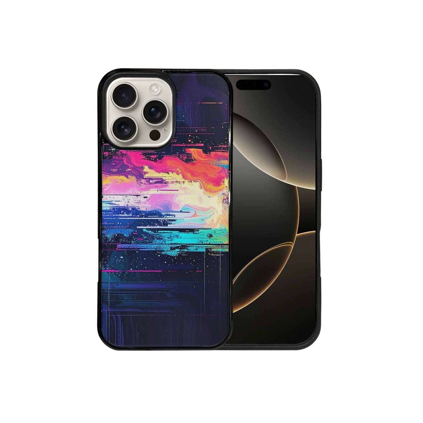 iPhone 16 Pro Max Case — Glitch Dark Art Seamless Pattern Vibrant, Custom Art Phone Cover