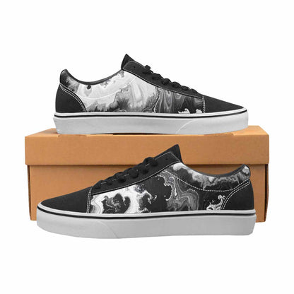 WOMEN'S Tie Dye Acid Wash Black White Canvas Lace-Up Neon Fantasy Custom Shoes